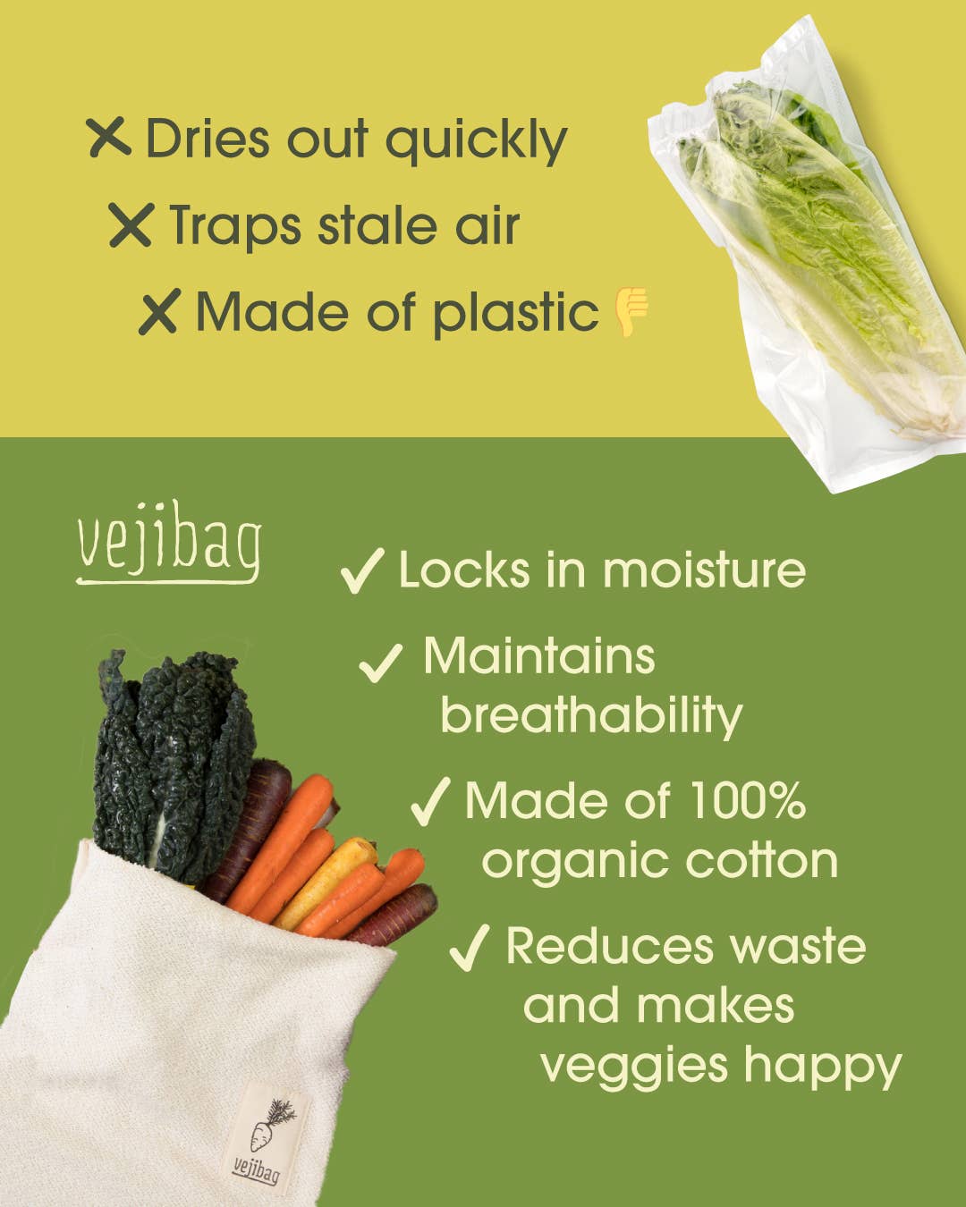 LARGE Vegetable Saver Bag | Organic Cotton Produce Bag