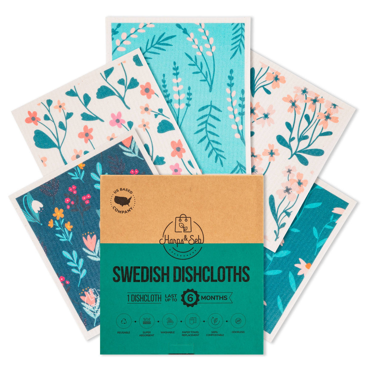Swedish Dishcloth Set | 5-Pack Willow Bloom