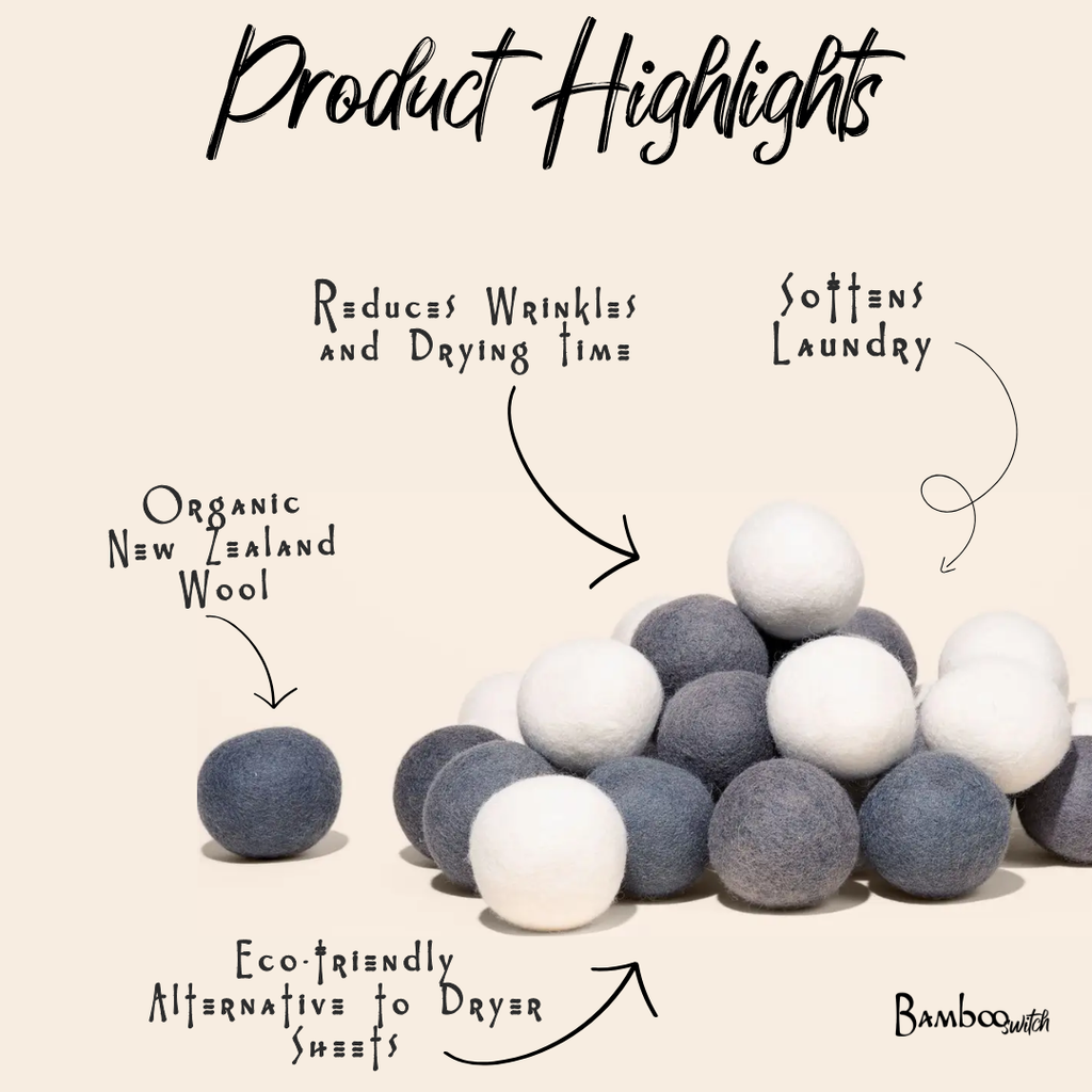 Organic Wool Dryer Balls | Set of 6