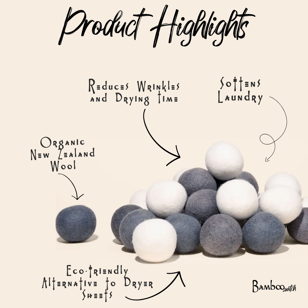 Organic Wool Dryer Balls | Set of 6