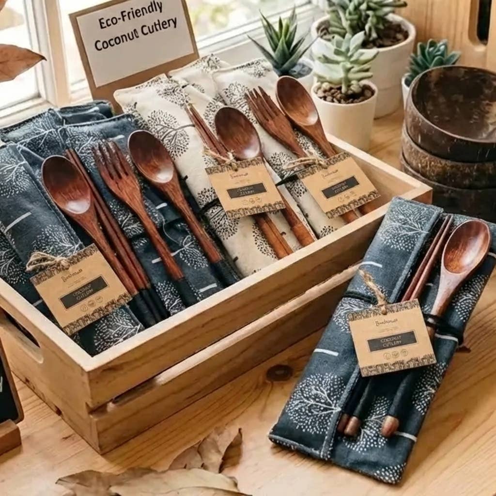 Coconut Wood Utensil Cutlery Set