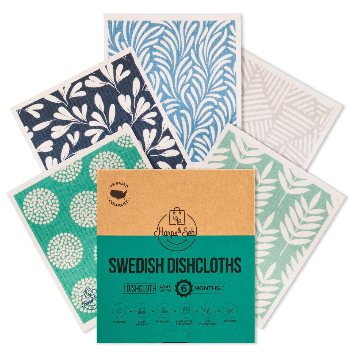 Swedish Dishcloth Set | 5-Pack Coastal Calm