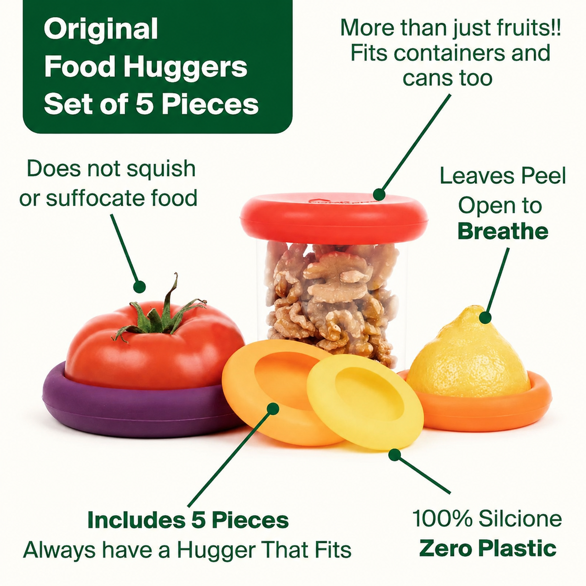 Reusable Silicone Food Savers – Autumn Harvest (Set of 5)